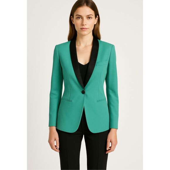 Chloé Green Black One Button Blazer Tailored Jacket Size Small - Picture 1 of 7